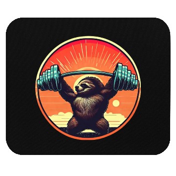 Discover Sloth Dumbbells Fitness Sunset Mouse Pads