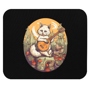 Discover Cat Playing Banjo In The Forest in Cottagecore Mouse Pads