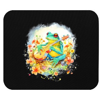 Discover Cottagecore Frog Playing Banjo Guitar Amphibian Mouse Pads