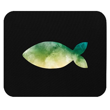 Discover Fish green watercolor Mouse Pads