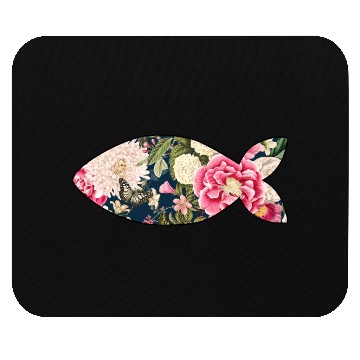 Discover Fish navy floral Mouse Pads