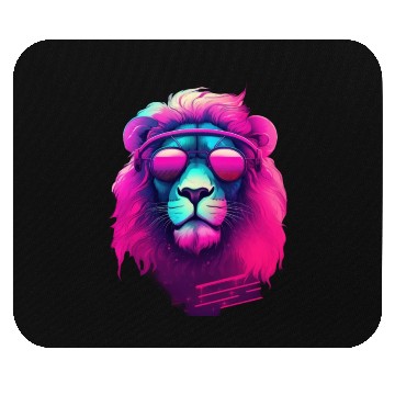 Discover Synthwave Sun King Lion s Neon Shades Mouse Pads