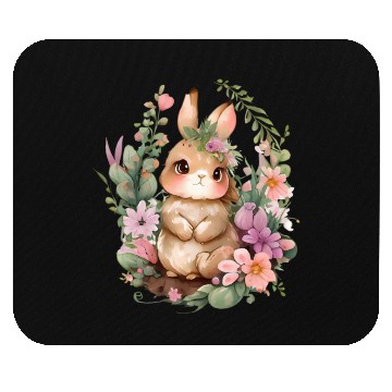 Discover Happy Bunny Flower Easter Bunny Rabbit Mouse Pads