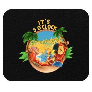 Discover It Is 5 O'Clock Somewhere Parrot Drinking Summer Mouse Pads
