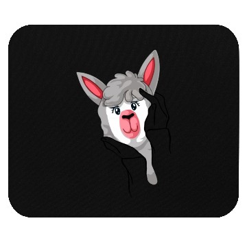 Discover Funny llama in hands Mouse Pads