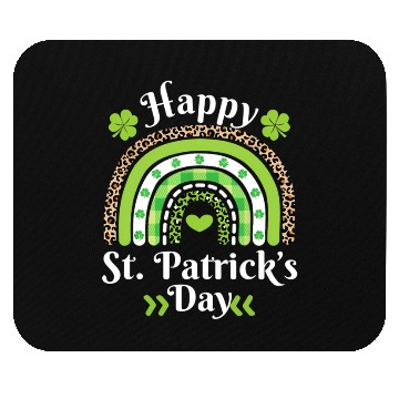 Discover Happy St Patric Day Leopard Print Rainbow Mouse Pads