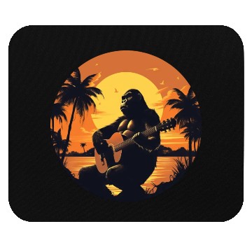 Discover Gorilla with Acoustic Guitar in Sunset Mouse Pads