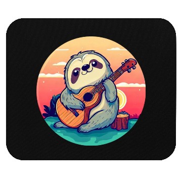 Discover Sloth with Guitar in Sunset Mouse Pads