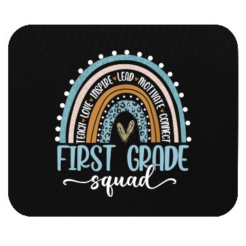 Discover First Grade Squad Rainbow Leopard Teacher Back Mouse Pads