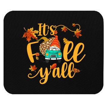 Discover Autumn Gnome It's Fall Y'all Pumpkin Yellow Leaf Mouse Pads