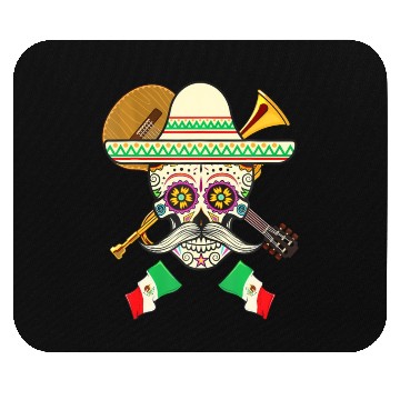 Discover Sugar Skull Guitar & Sombrero Mexican Fiesta Mouse Pads