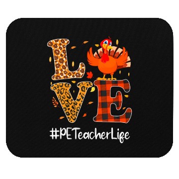 Discover PE Teacher Love Thanksgiving Leopard Turkey Mouse Pads