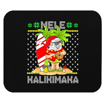 Discover Mele Kalikimaka Santa Claus Surfer Guitar Mouse Pads
