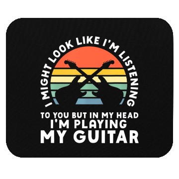 Discover In My Head Im Playing My Guitar Musician Bass Mouse Pads