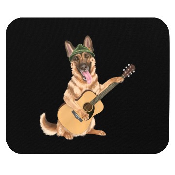 Discover Dog playing the acoustic guitar - German Shepherd Mouse Pads