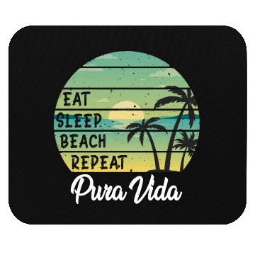 Discover Eat Sleep Beach Repeat Pura Vida Palms Sunset Mouse Pads