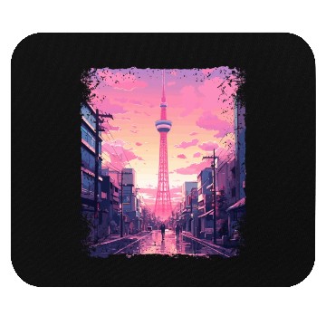 Discover Aesthetic Vaporwave Skytree Tokyo Japanese Sight Mouse Pads