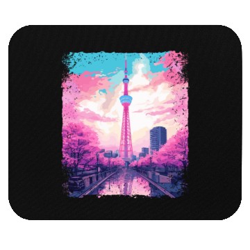 Discover Aesthetic Skytree Tokyo Vaporwave Japanese Sight Mouse Pads