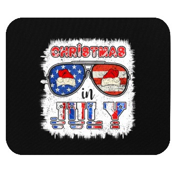 Discover Christmas in July Santa Hat Sunglasses Summer Mouse Pads