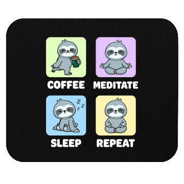 Discover Sloth Coffee Meditate Sleep Repeat Kawaii Mouse Pads