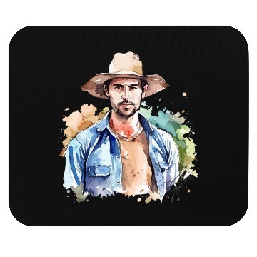 Discover Harvest Hues - Watercolor Style Farmer Artwork Mouse Pads