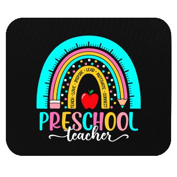 Discover Back To School Preschool Teacher Leopard Rainbow Mouse Pads