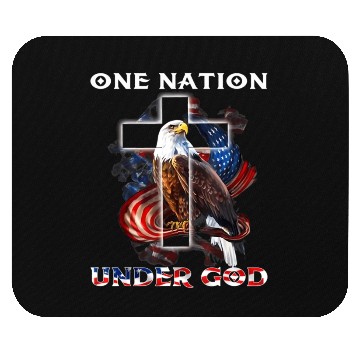 Discover One Nation Under God Jesus Usa Cross Bald Eagle Mouse Pads
