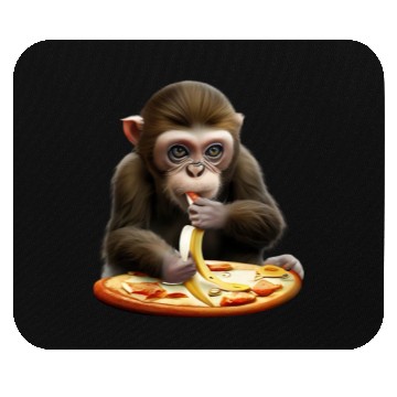 Discover Monkey enjoying banana pizza Mouse Pads