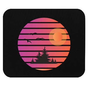 Discover Retro Sun pine tree design Mouse Pads