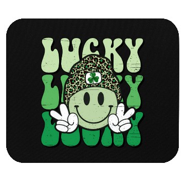 Discover St Patric Day Lucky Shamrock Smile Face Mouse Pads