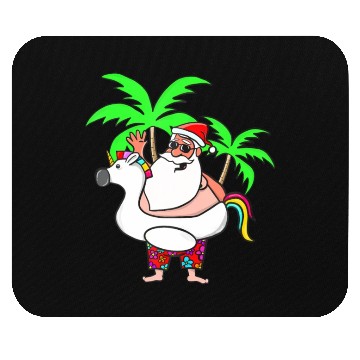 Discover Christmas In July Santa on Vacation Unicorn Pool Mouse Pads