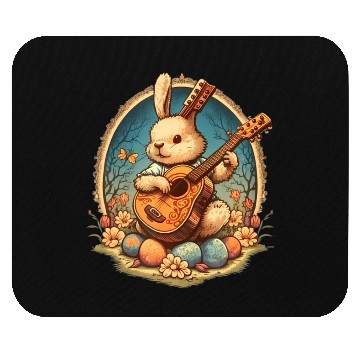 Discover Cottagecore Aesthetic Bunny Playing Banjo Guitar Mouse Pads