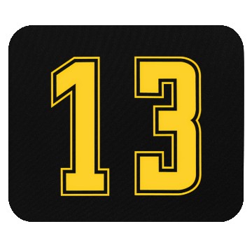 Discover Yellow Number 13 Team Junior Sports Numbered Mouse Pads
