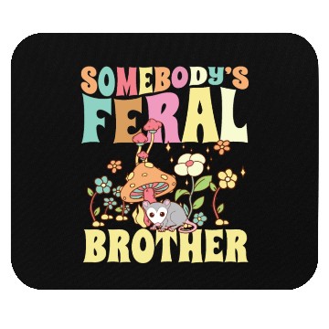 Discover Somebody's Feral Brother Wild Bro Opossum Groovy Mouse Pads