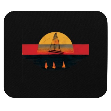 Discover Vintage Grunge Sailboat Sunset Painting Mouse Pads