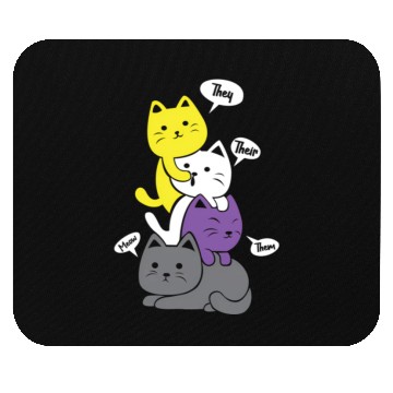 Discover Nonbinary They Their Them Meow Non-Binary Flag Mouse Pads