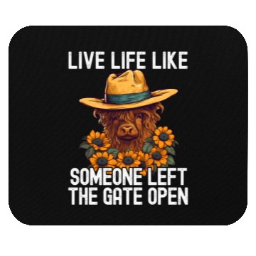 Discover Cory Heifer Highland Cow With Sunflowers Farm Mouse Pads