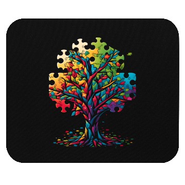 Discover Neurodiversity Autism Awareness Colorful Tree Puzz Mouse Pads