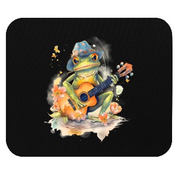 Discover Cottagecore Aesthetic Frog Playing Banjo Guitar Mouse Pads