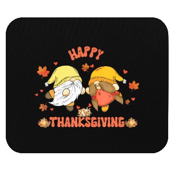 Discover Happy Thanksgiving Gnomes Pumpkin Autumn Leaves Mouse Pads