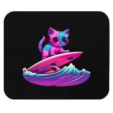 Discover Synthwave Surfing Cat Mouse Pads