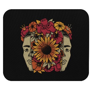 Discover Frida Kahlo Head Flowers Mouse Pads