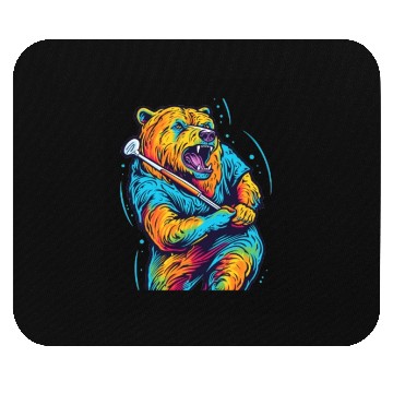 Discover Golfer Grizzly Bear Golf Club Golfing Golf Player Mouse Pads