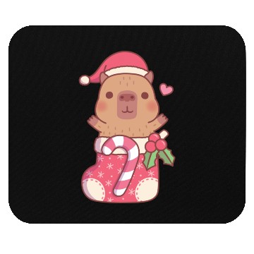 Discover Cute Capybara In Christmas Stocking With Candy Mouse Pads