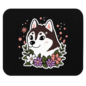 Discover Husky Flowers Dog Lover Malamute Mouse Pads