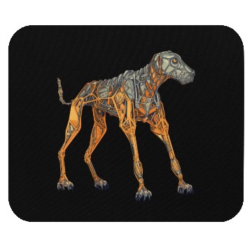 Discover Doberman Cyborg Dog in Orange Mouse Pads
