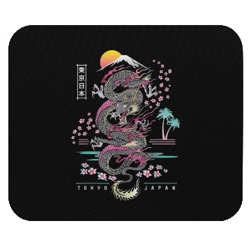 Discover Japanese Dragon Asian Neon retro 80s style Mouse Pads