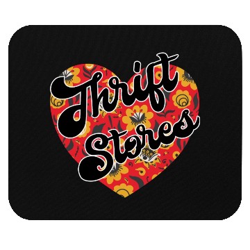 Discover Thrift Stores red floral heart Mouse Pads