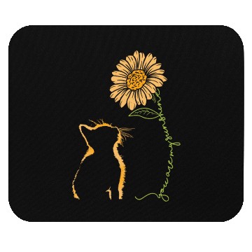 Discover Cute cat with sunflower Mouse Pads