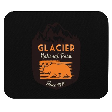 Discover Glacier National Park Us Flag Grizzly Bear Mouse Pads